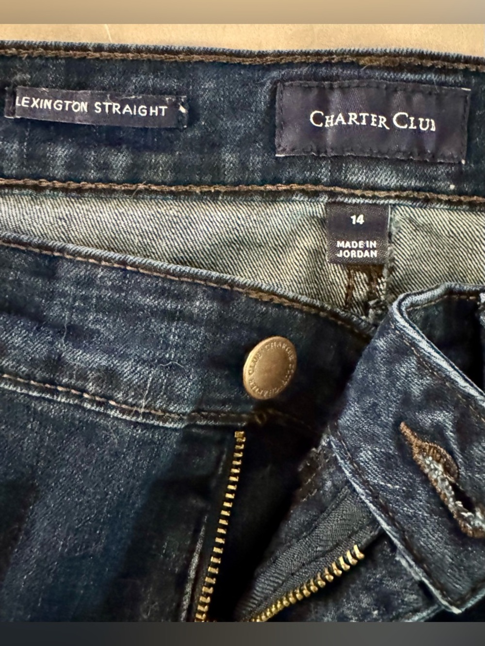 Macy’s Charter Club Lexington Straight Dark Wash Straight Leg Jeans Size 14 - Picture 5 of 10